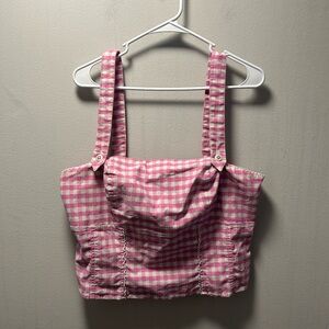 Maeve Pink Checkered Crop Top